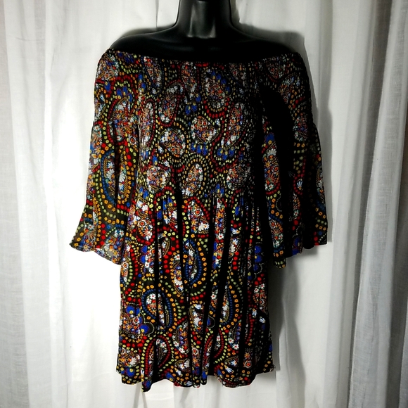 M off-shoulder Floral Boho Top - Picture 3 of 10